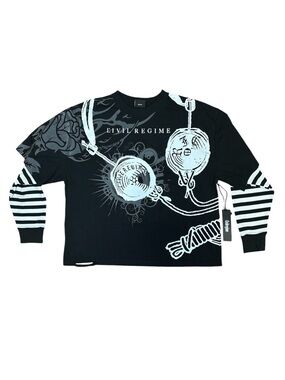 Civil Regime Music On, World Off Distressed T Size: Medium NWT